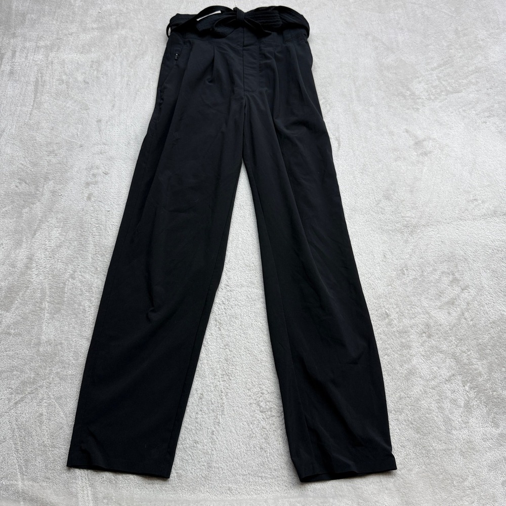 Athleta Skyline Pant II Women's 0 Black High Rise Paperbag Waist Wide Leg Travel
